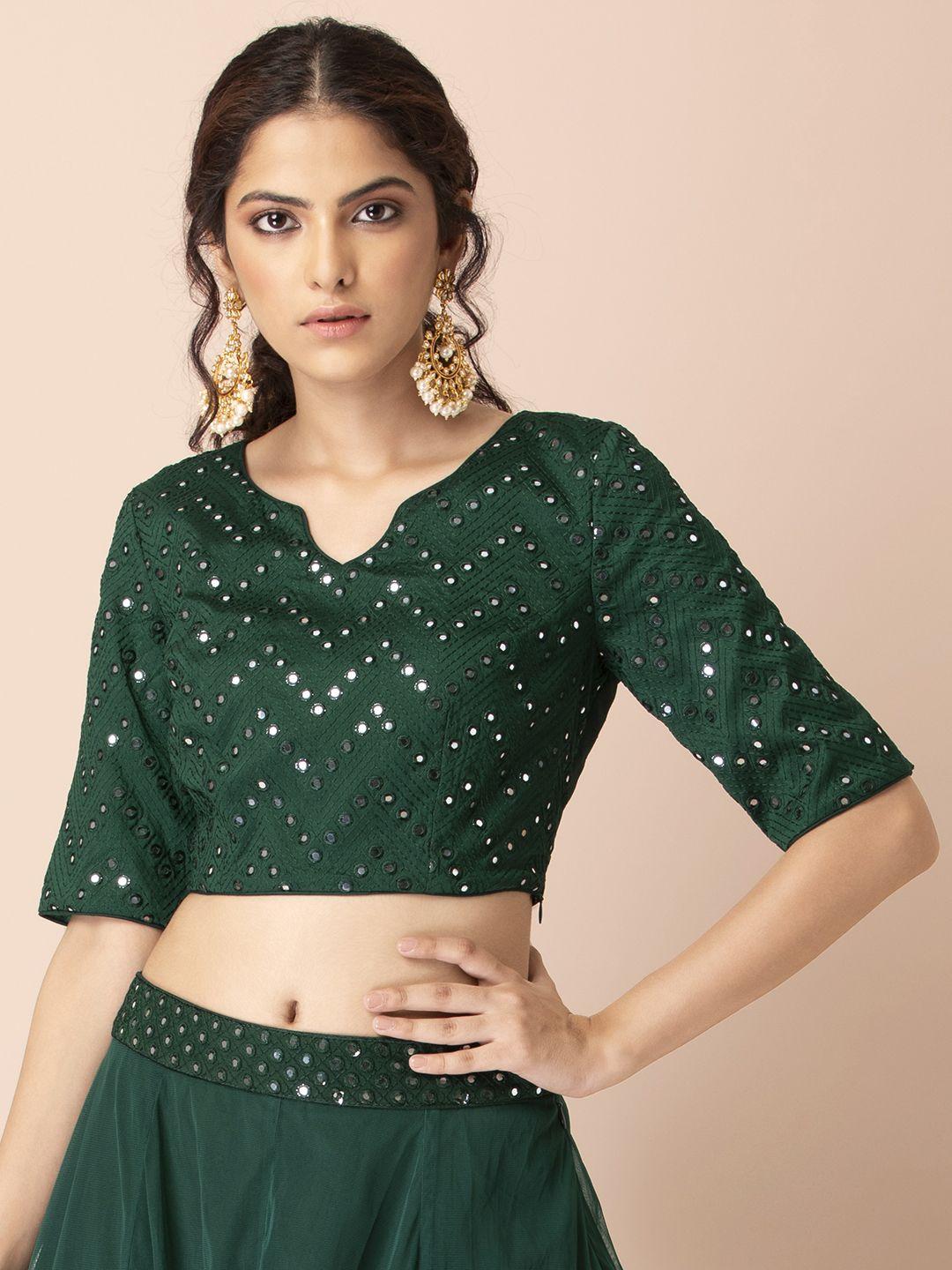 indya-for-shraddha-kapoor-green-embellished-regular-crop-top