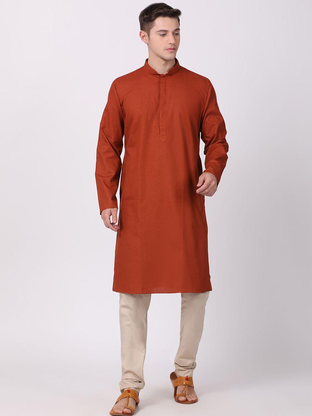 tabard-men-red-regular-pure-cotton-kurta-with-churidar