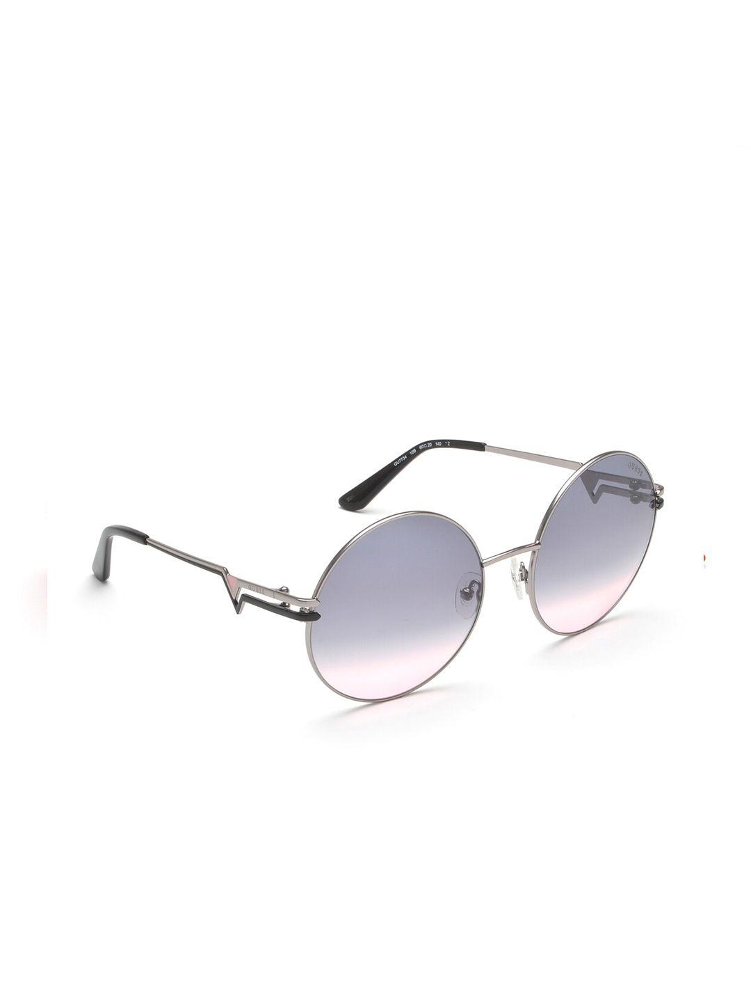GUESS Women Grey Lens & Silver-Toned Round Sunglasses GUS77346010BSG
