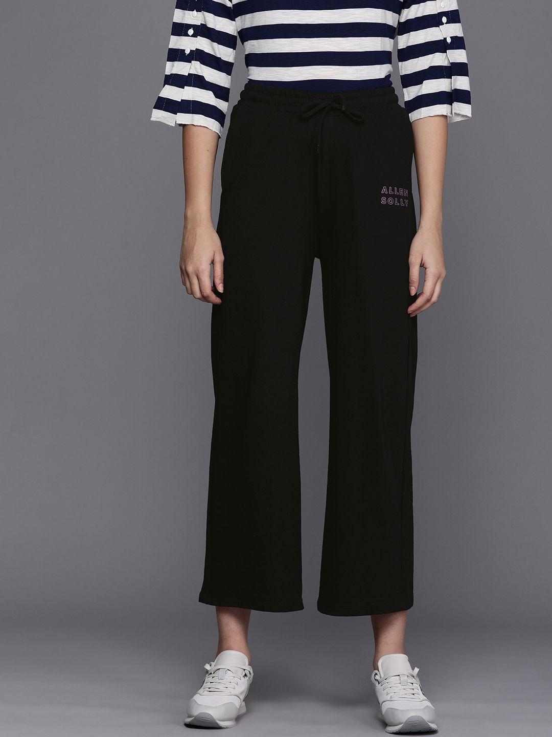 allen-solly-woman-women-black-flared-high-rise-culottes-trousers