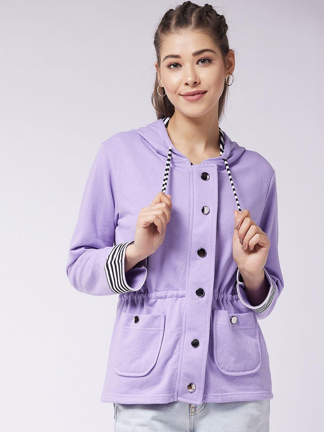 Miss Chase Women Purple Washed Longline Tailored Jacket