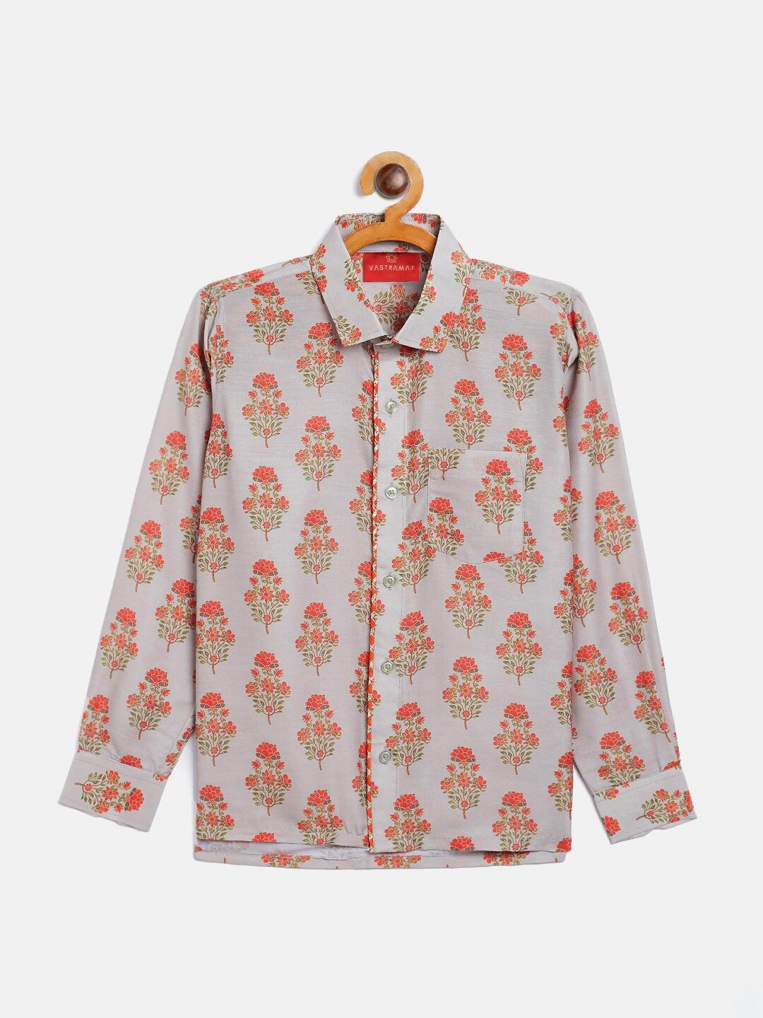 VASTRAMAY Boys Multicoloured Floral Opaque Printed Party Shirt
