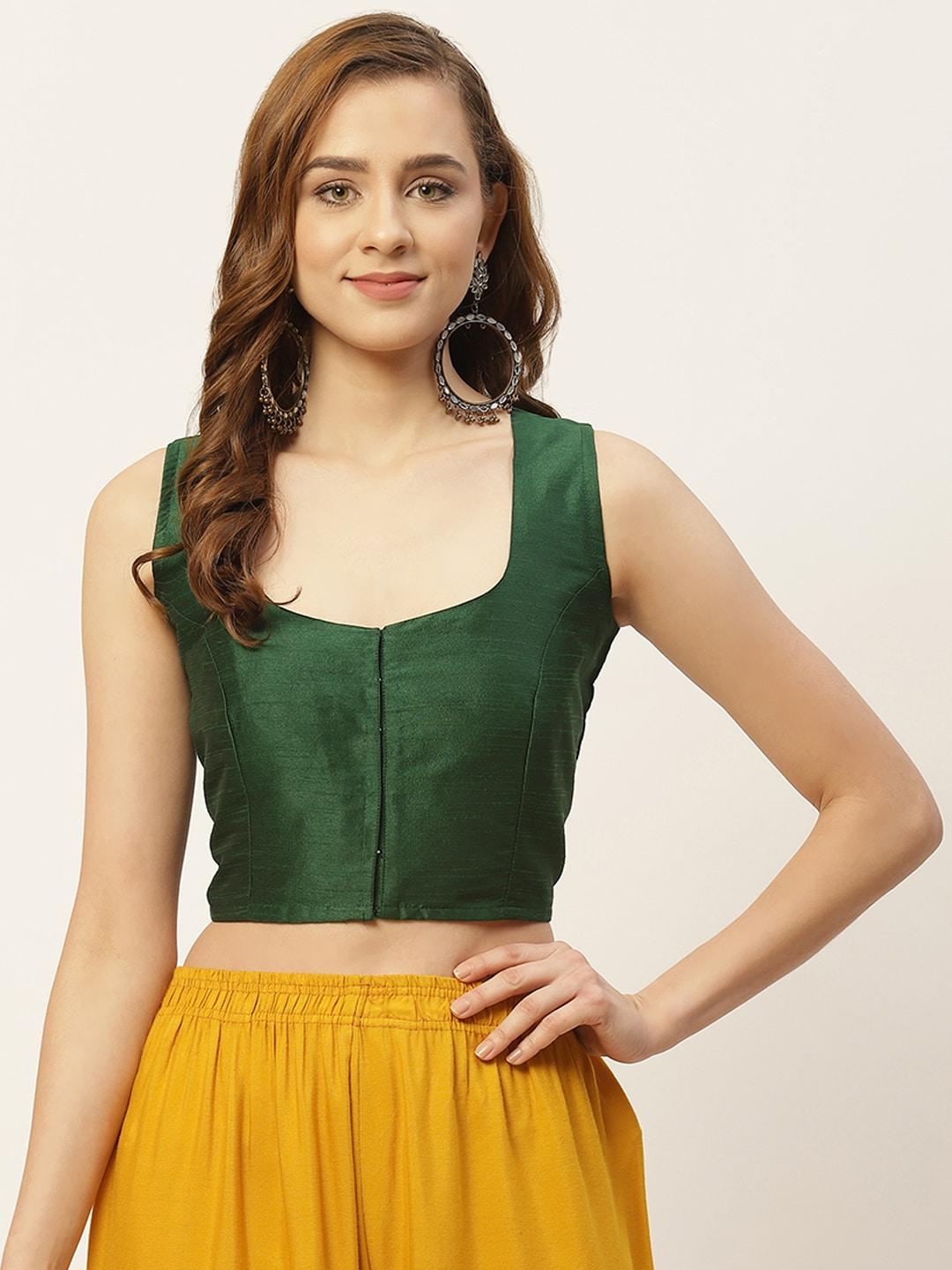 studio-shringaar-women-green-solid-saree-blouse