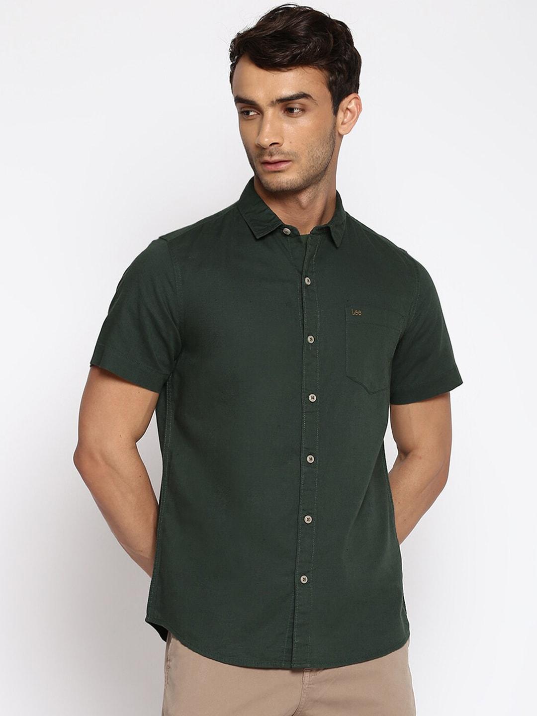 lee-men-olive-green-classic-slim-fit-casual-shirt