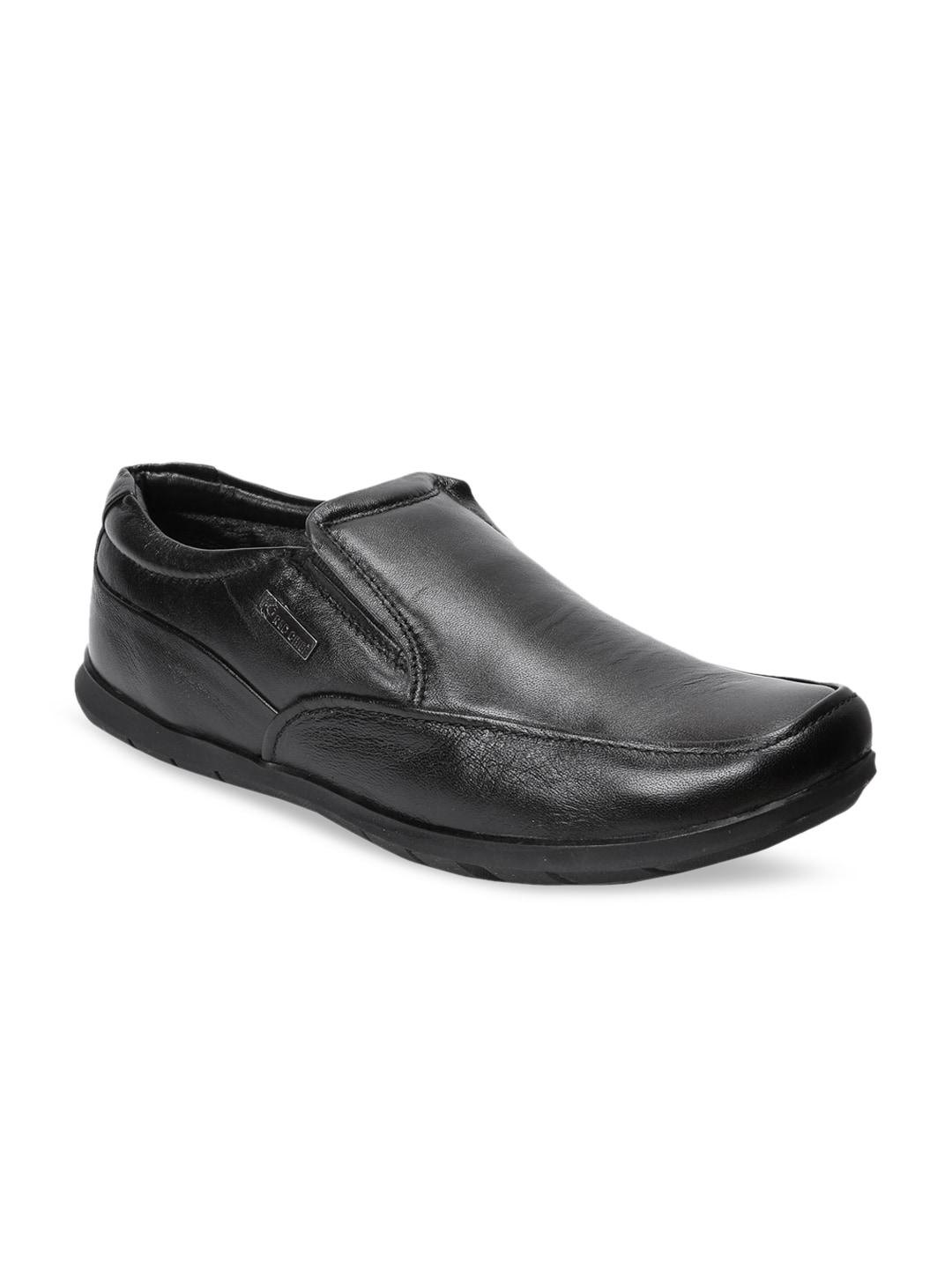 Red Chief Men Black Solid Leather Formal Slip ons