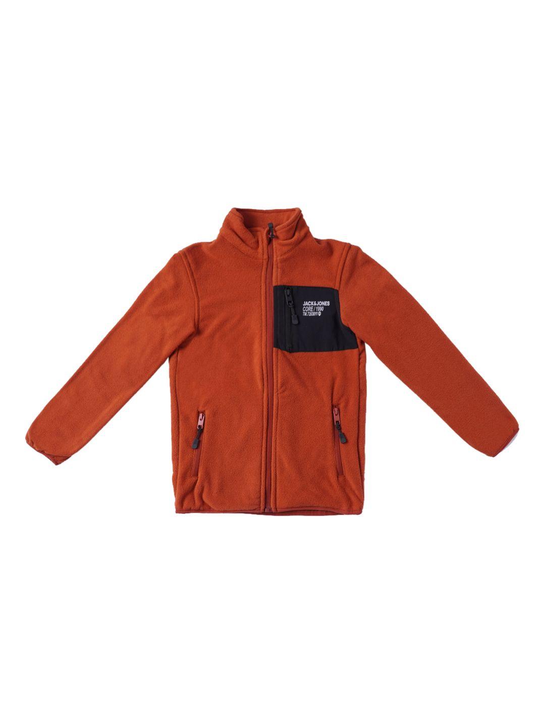 Jack & Jones Boys Orange Padded Jacket With Patchwork