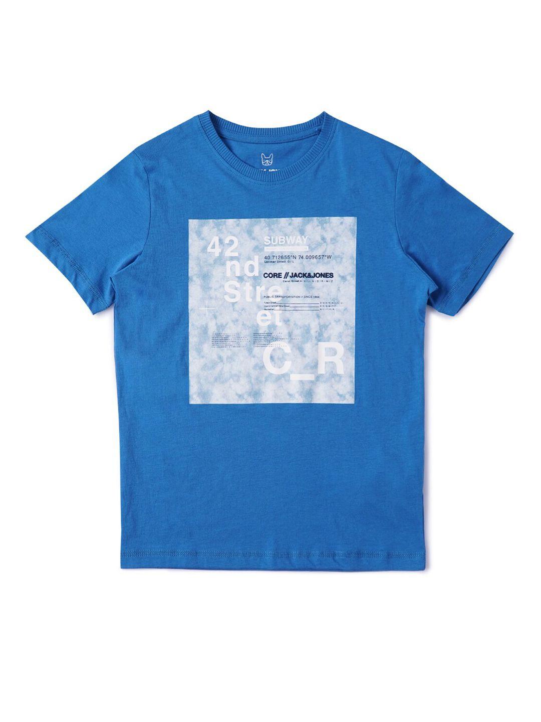 Jack & Jones Boys Blue Typography Printed T-shirt
