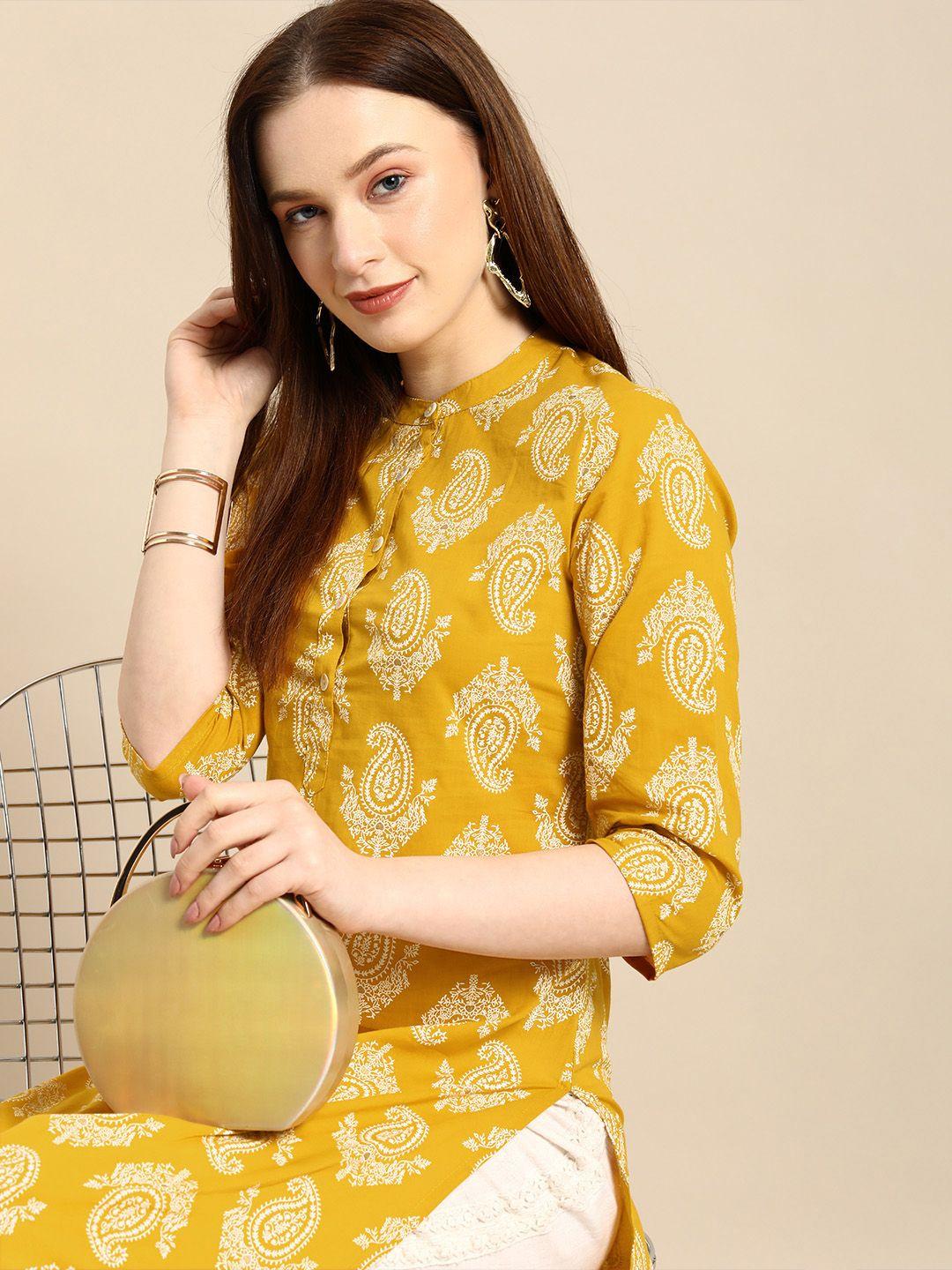 all-about-you-women-yellow-&-white-ethnic-motifs-printed-regular-kurta