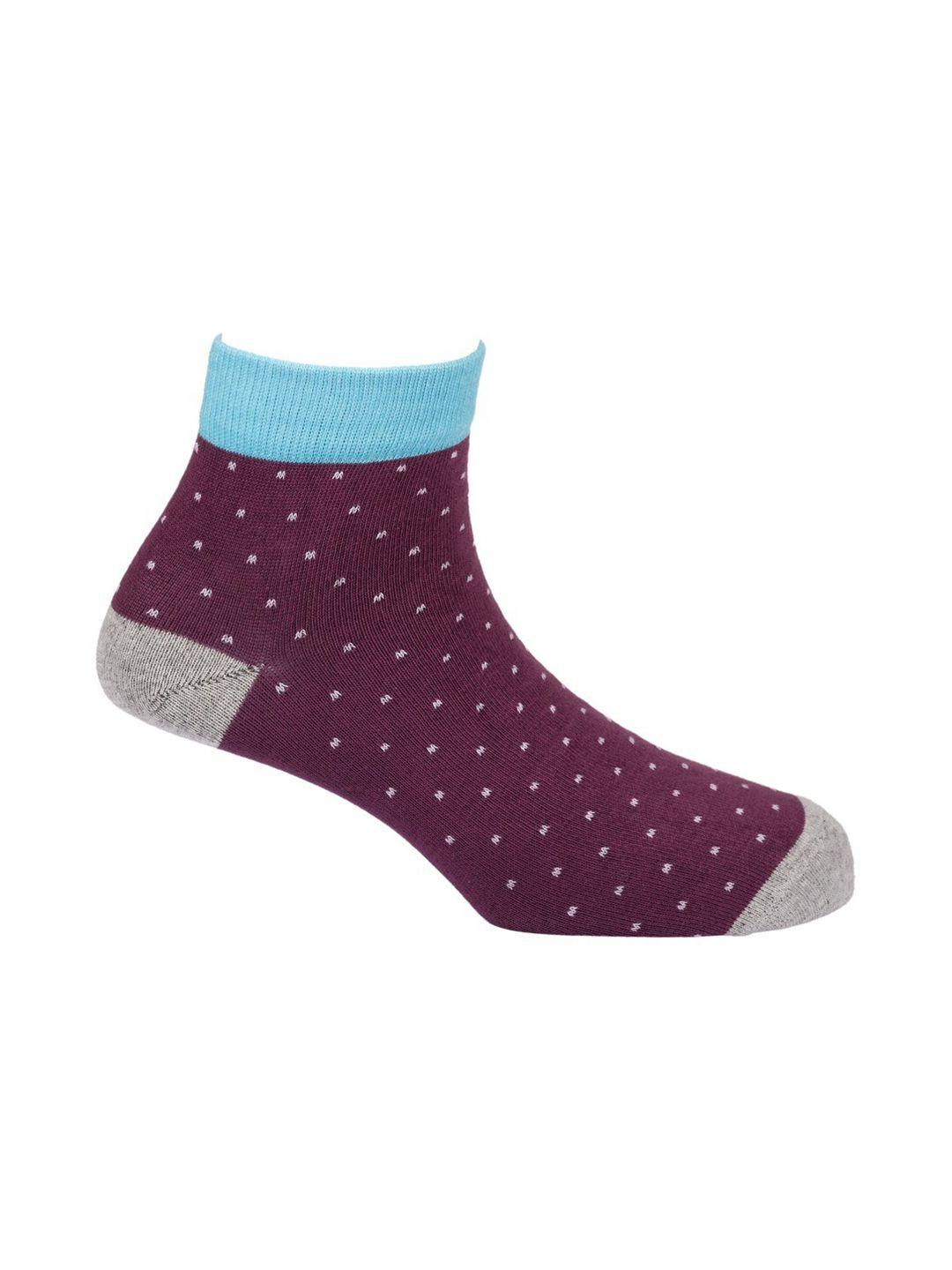 the-tie-hub-men-purple-&-grey-polka-dot-ankle-length-socks