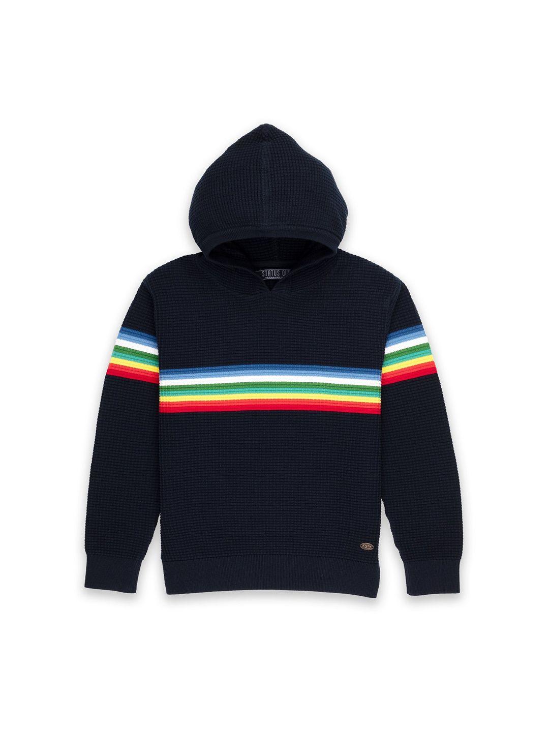 status-quo-boys-navy-blue-striped-cotton-hooded-pullover