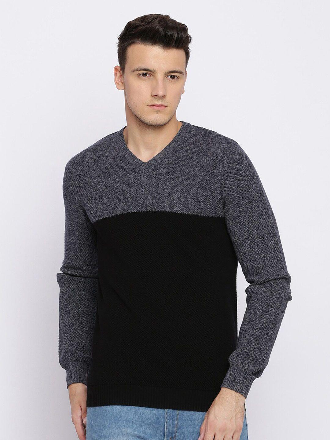 basics-men-black-colourblocked-pullover