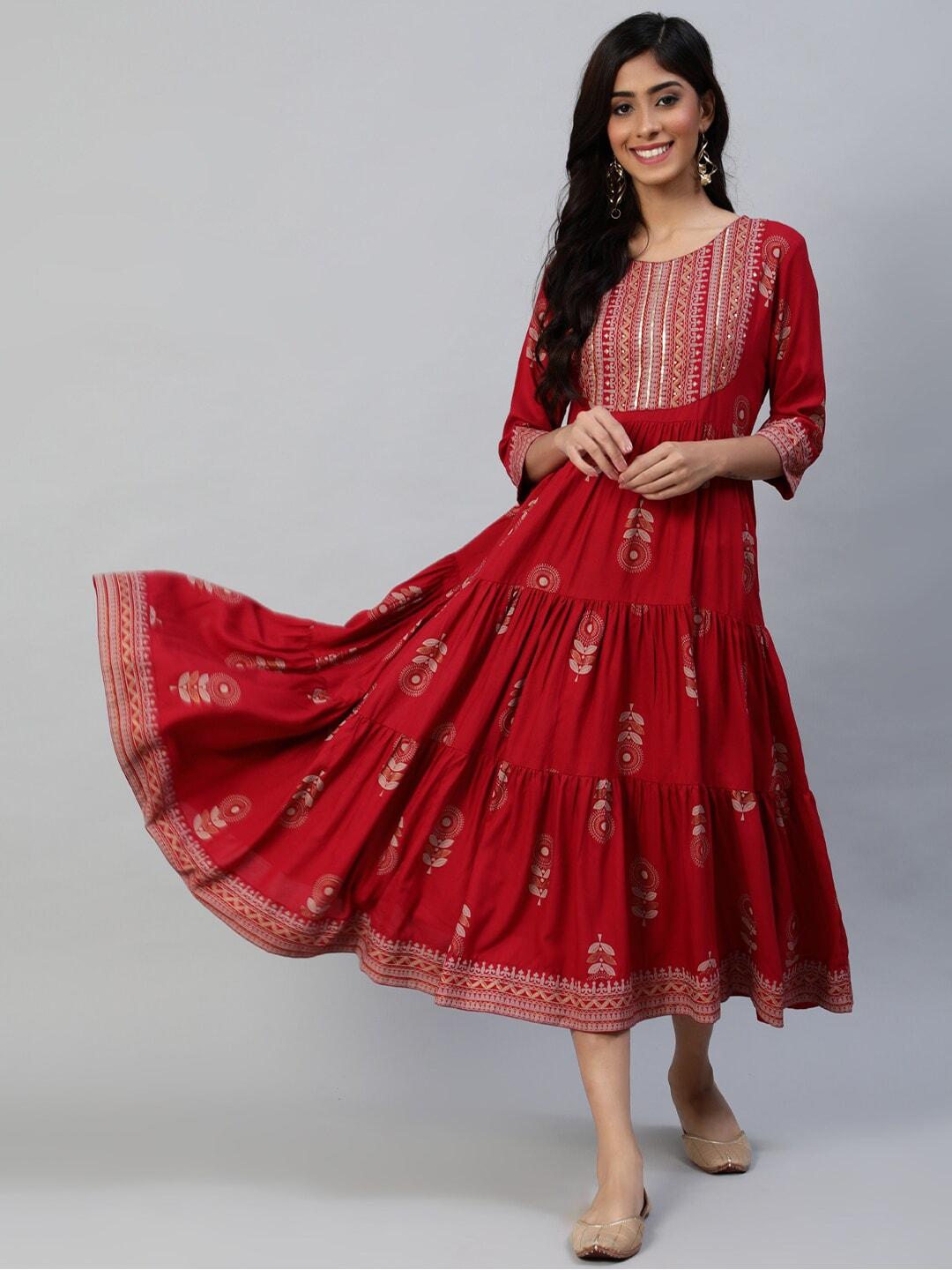 anubhutee-maroon-ethnic-motifs-ethnic-a-line-midi-dress
