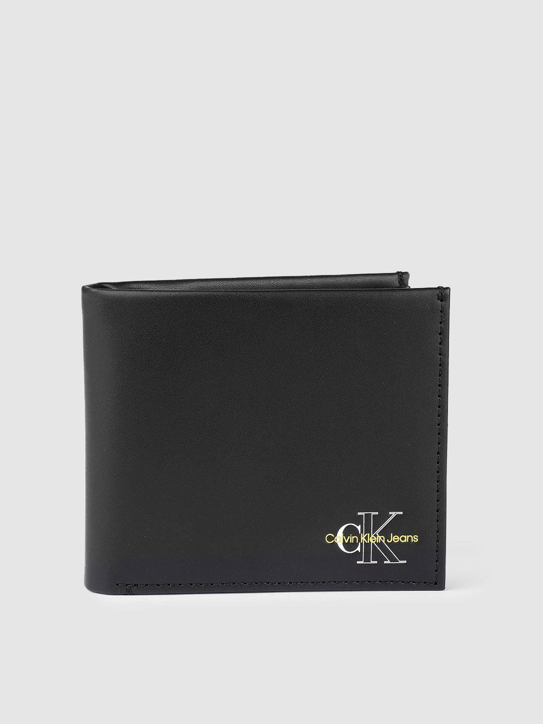 Calvin Klein Men Black Leather Two Fold Wallet