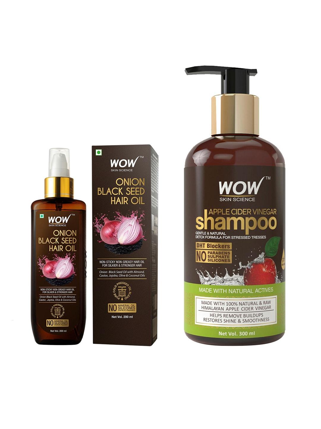 WOW SKIN SCIENCE Set of Onion Black Seed Hair Oil & Apple Cider Vinegar Shampoo
