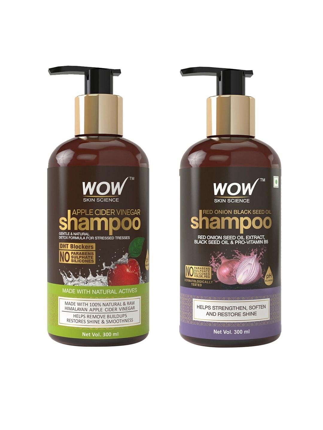 WOW SKIN SCIENCE Set of Onion Black Seed Oil Shampoo & Apple Cider Vinegar Shampoo