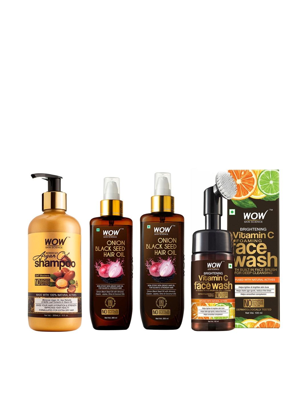 WOW SKIN SCIENCE Set of Face Wash, Shampoo & 2 Onion Black Seed Hair Oil