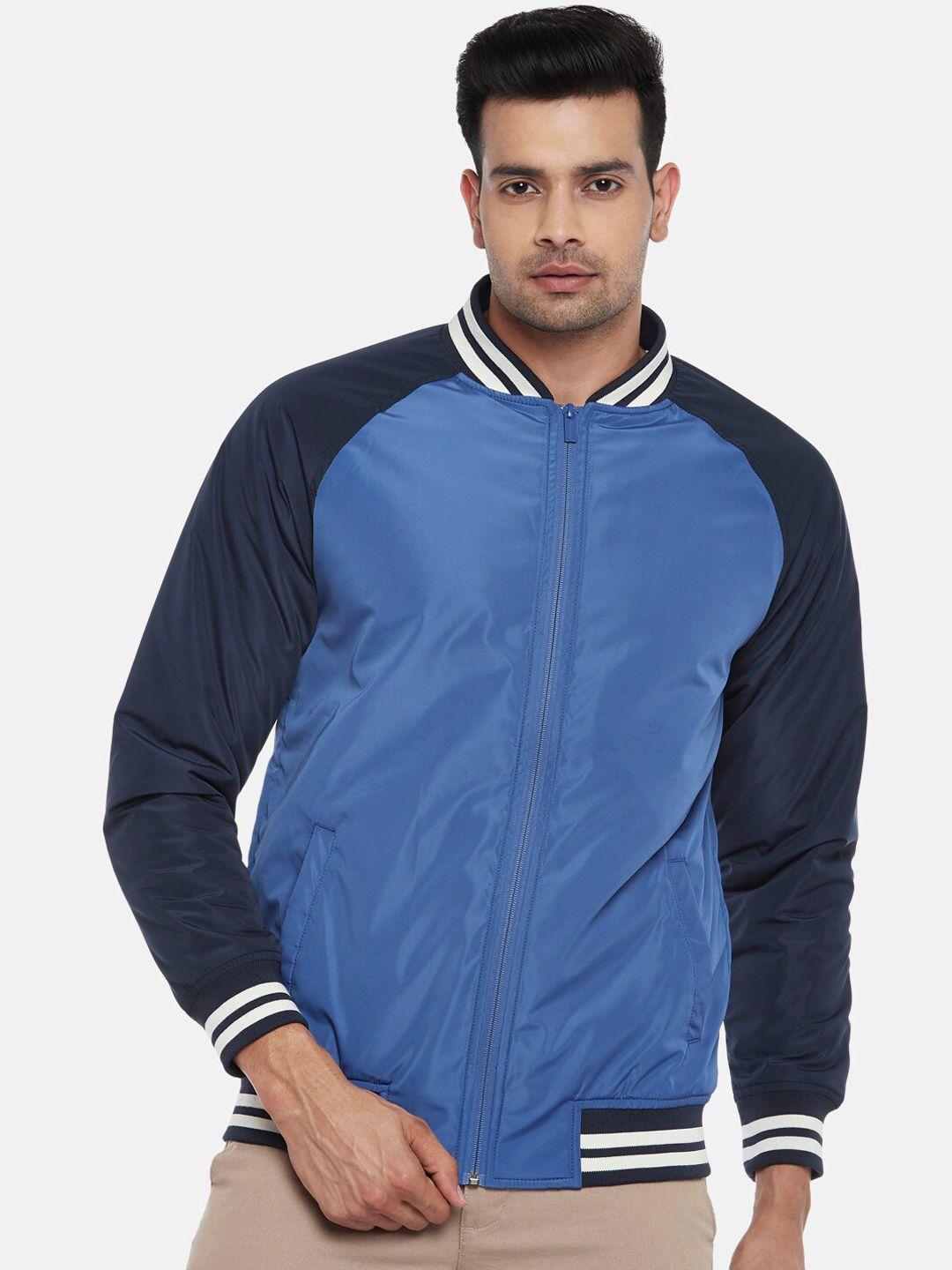 byford-by-pantaloons-men-blue-colourblocked-bomber-jacket