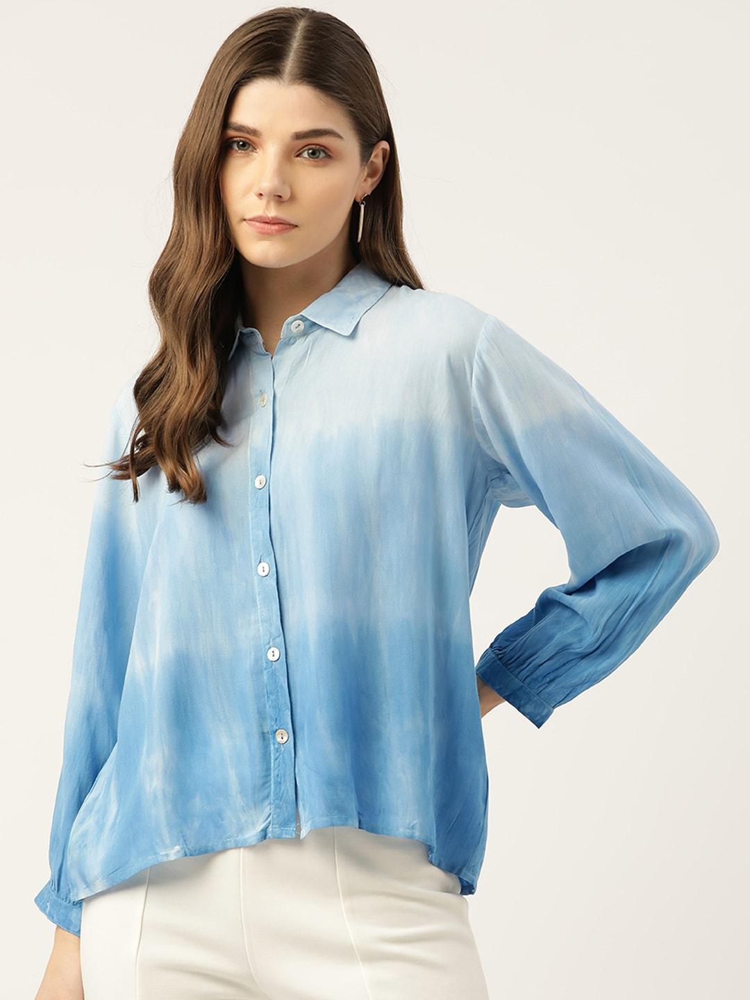 maaesa-women-blue-tie-and-dye-casual-shirt