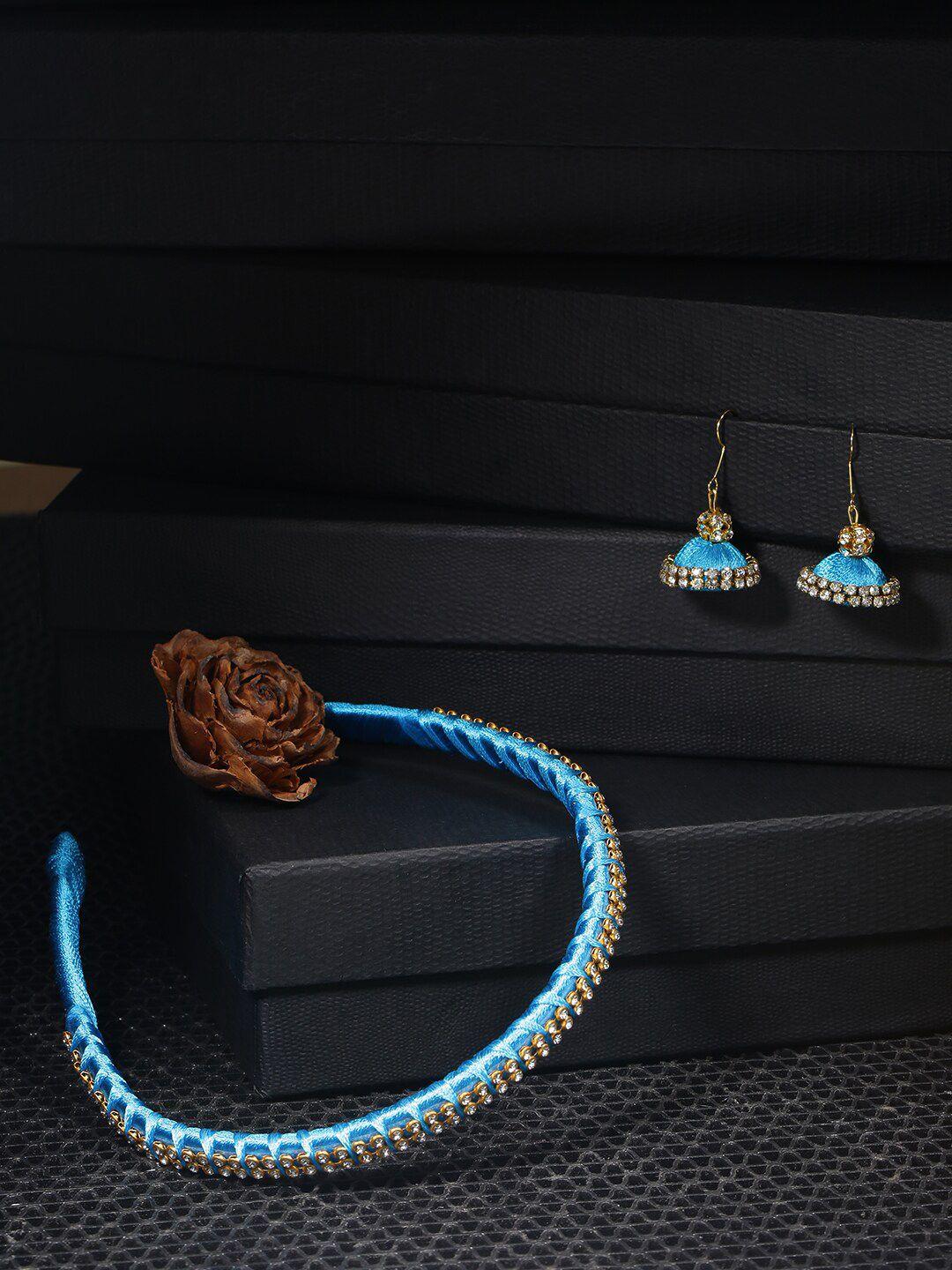akshara-girls-blue-&-gold-toned-set-of-2-beaded-hair-accessory-set