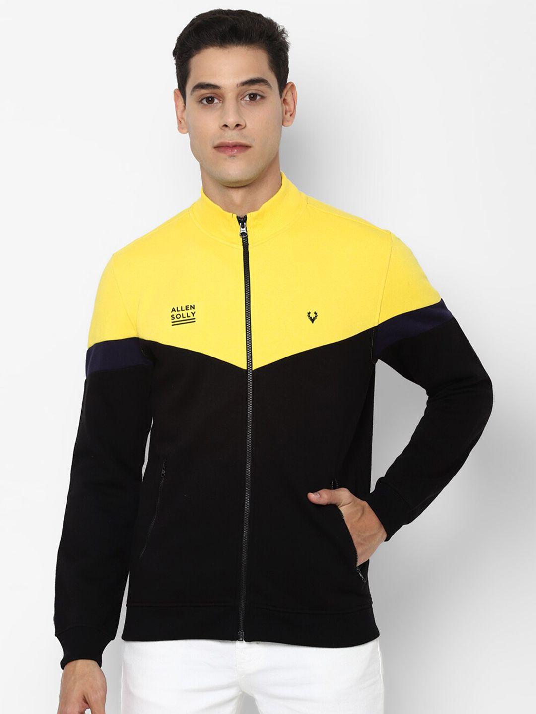 Allen Solly Men Black & Yellow Colourblocked Sweatshirt