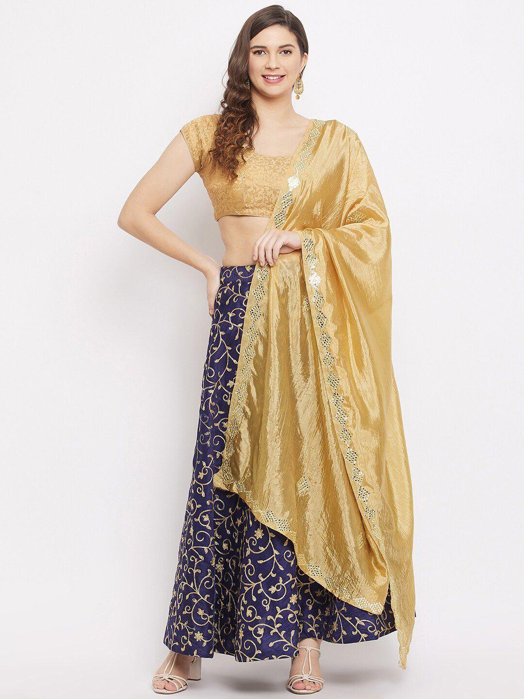 clora-creation-gold-toned-ethnic-motifs-embroidered-dupatta-with-mirror-work