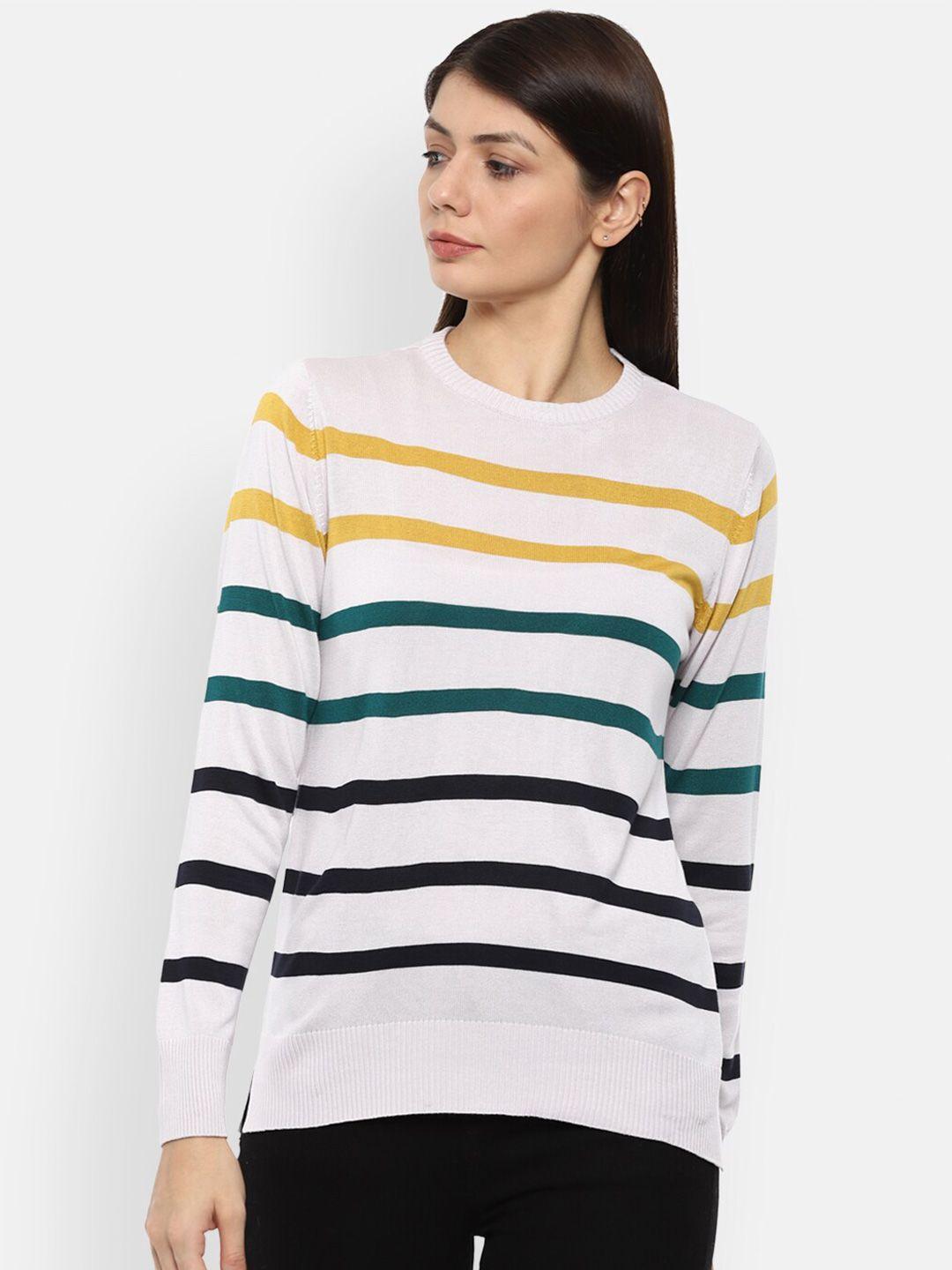 van-heusen-woman-women-white-&-yellow-striped-pullover