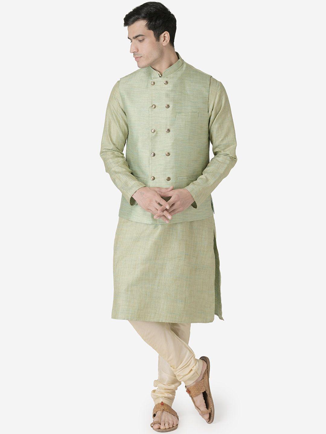 tabard-men-green-dupion-silk-kurta-with-churidar-&-nehru-jacket