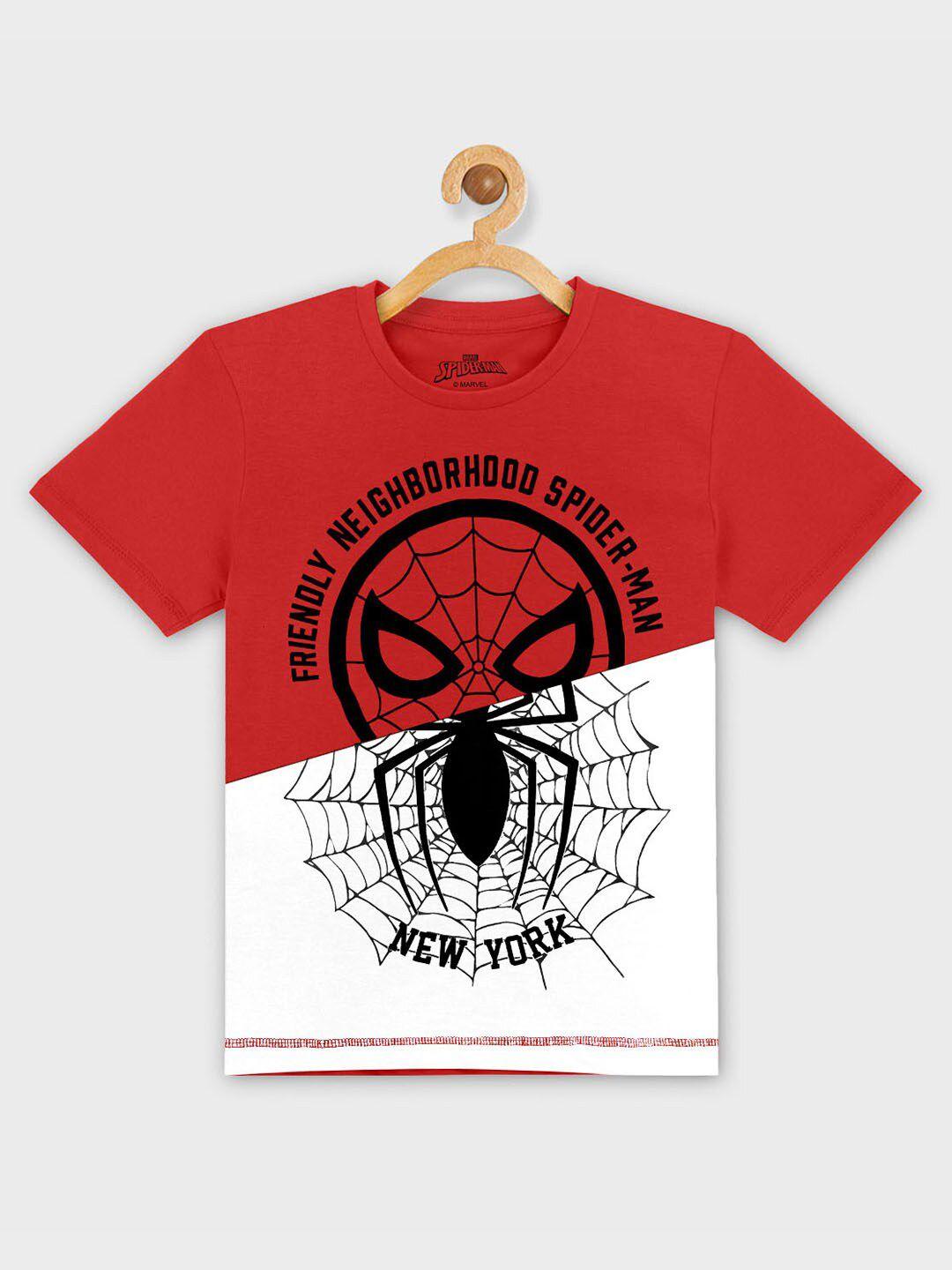 Kids Ville Boys Red & Off White Spider-Man Printed T-shirt