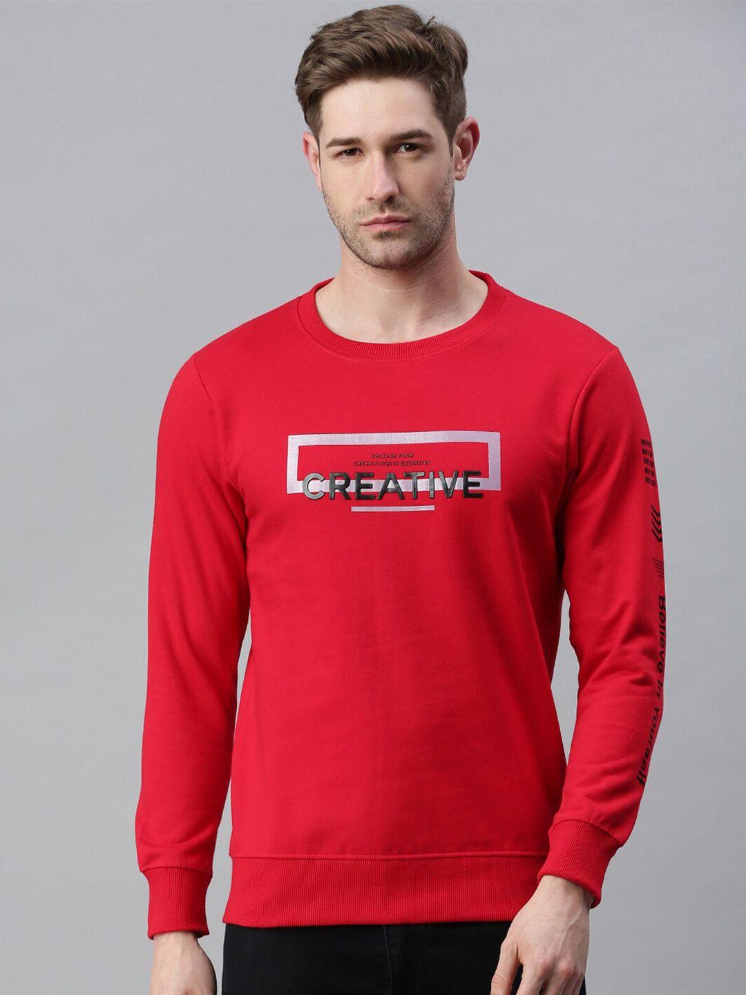 SHOWOFF Men Red Printed Sweatshirt