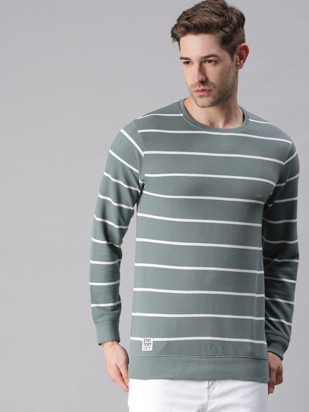 showoff-men-green-&-white-striped-sweatshirt