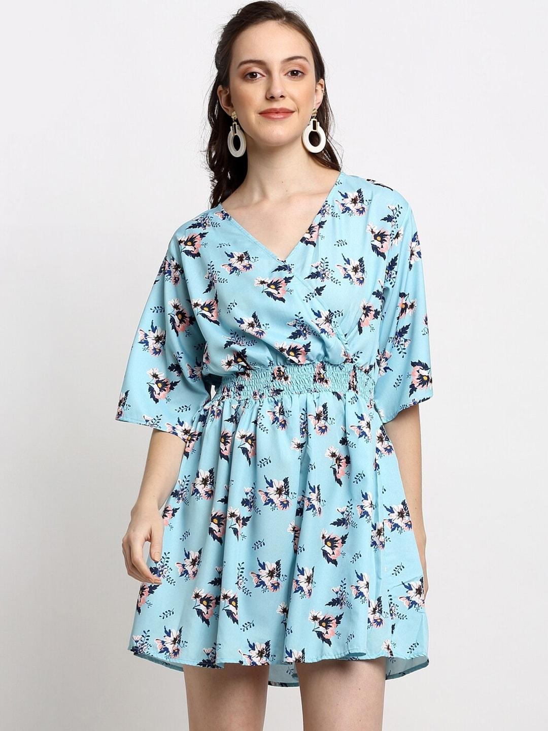 diva-walk-exclusive-blue-floral-mini-fit-and-flare-dress