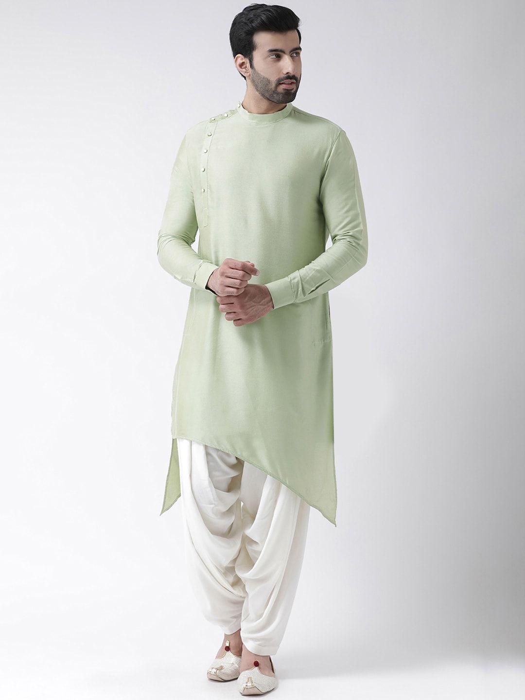 KISAH Men Lime Green Kurta with Dhoti Pants