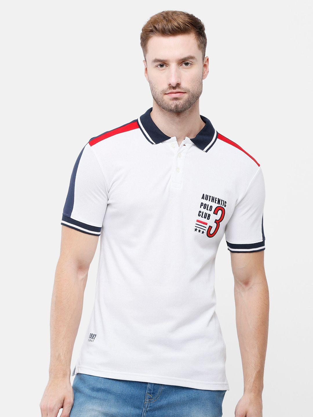 ARDEUR Men White Polo Collar T-shirt