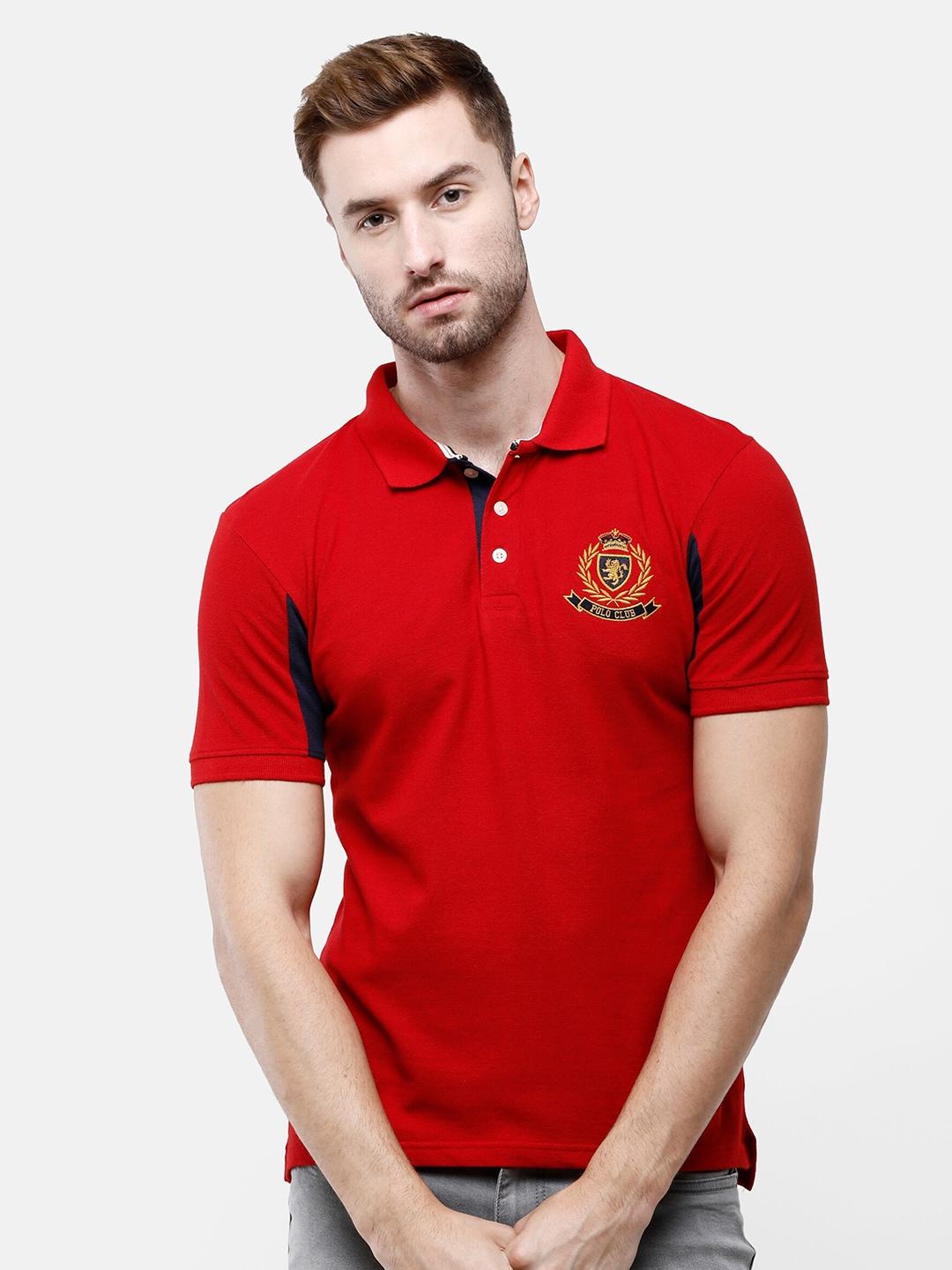 ardeur-men-red-solid-polo-collar-t-shirt
