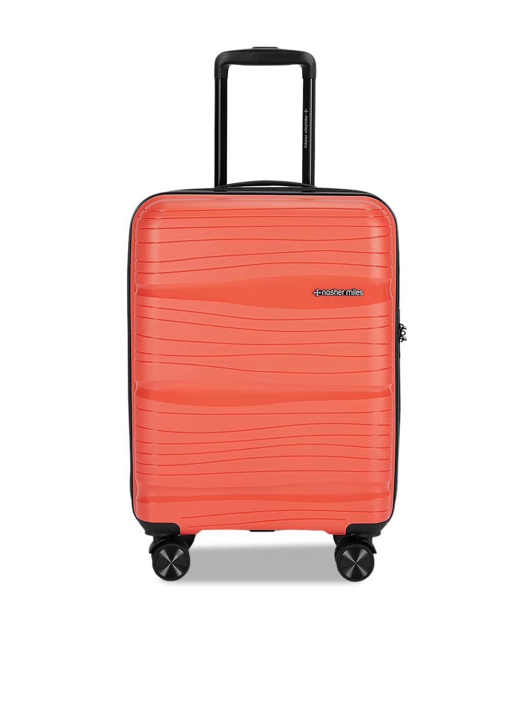 Nasher Miles Orange Textured Hard-Sided Cabin Trolley Suitcase