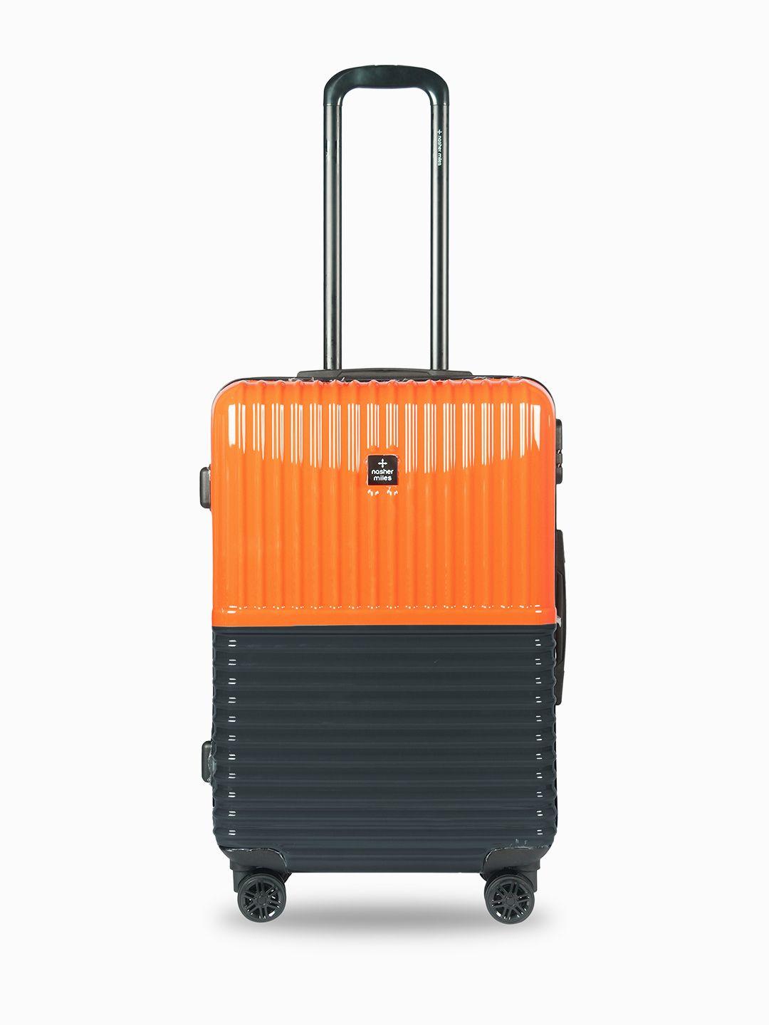 Nasher Miles Orange Colorblocked Check-in Trolley Bag 65cm