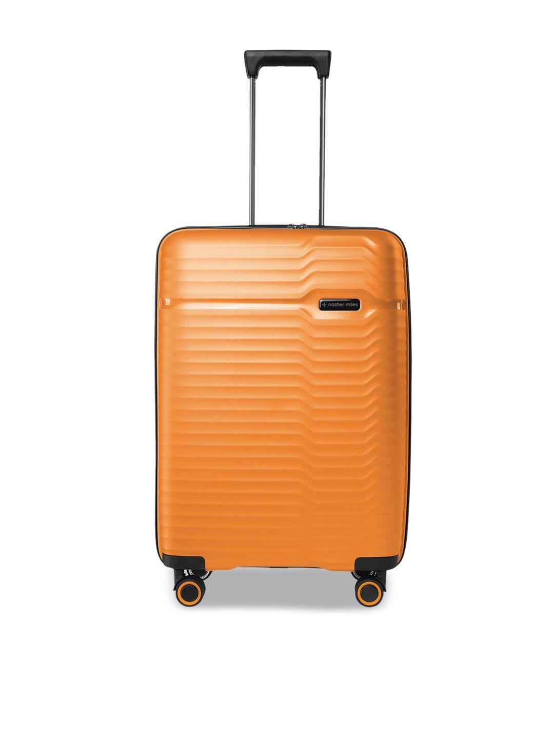 Nasher Miles Orange & Black Textured Hard-Sided Medium Trolley Suitcase