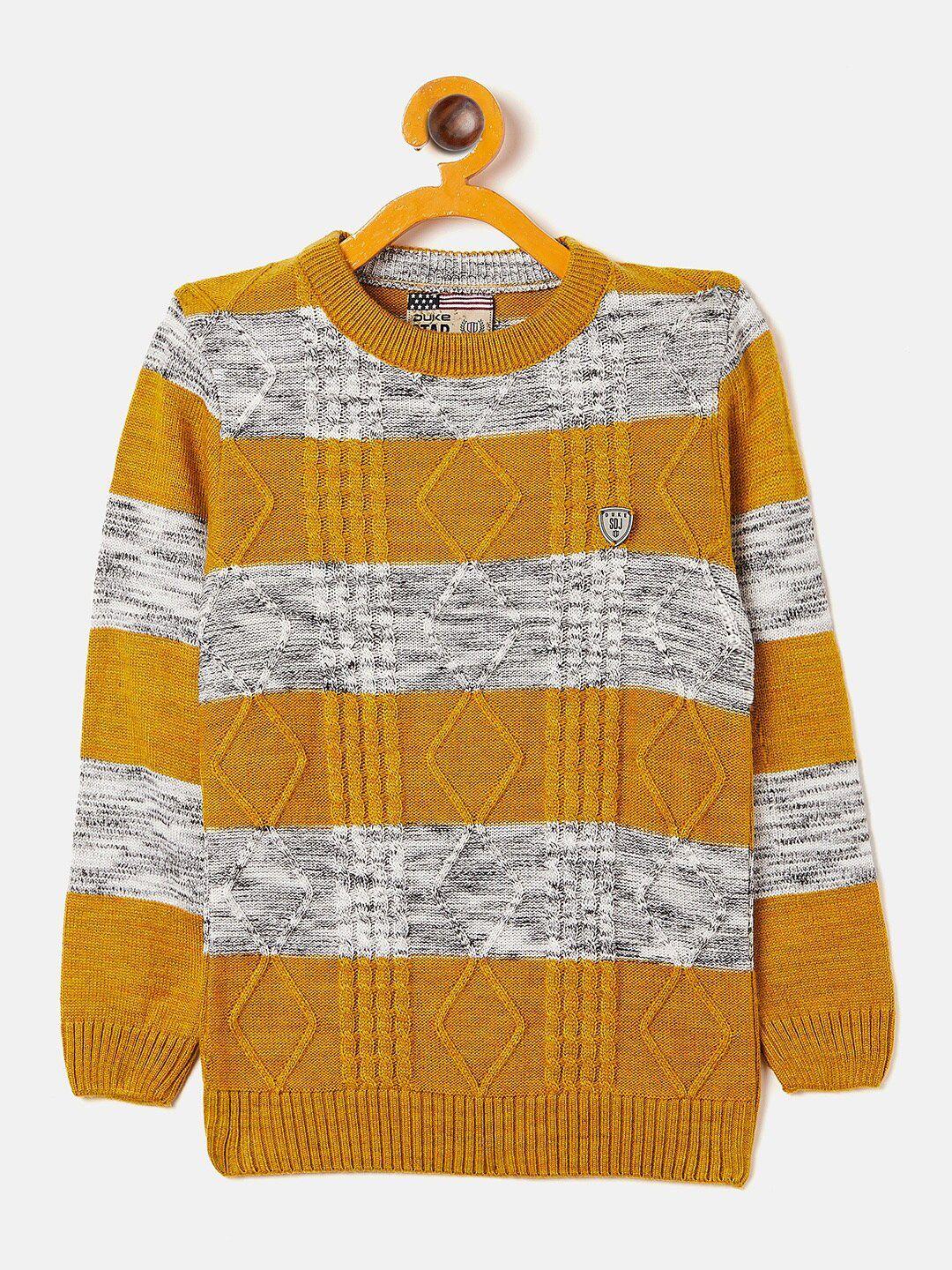 duke-boys-mustard-yellow-&-grey-cable-knit-pullover