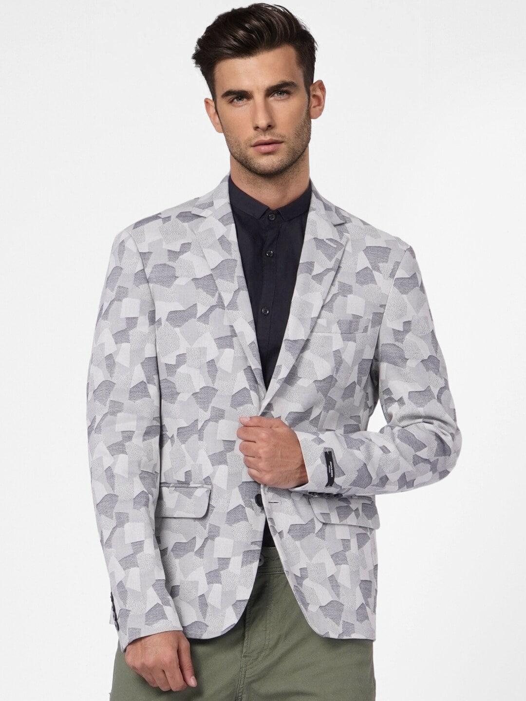 jack-&-jones-men-grey-printed-casual-blazer