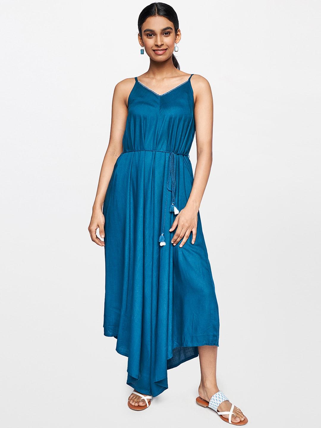 global-desi-women-teal-blue-solid-sleeveless-culotte-jumpsuit-with-waist-tie-ups