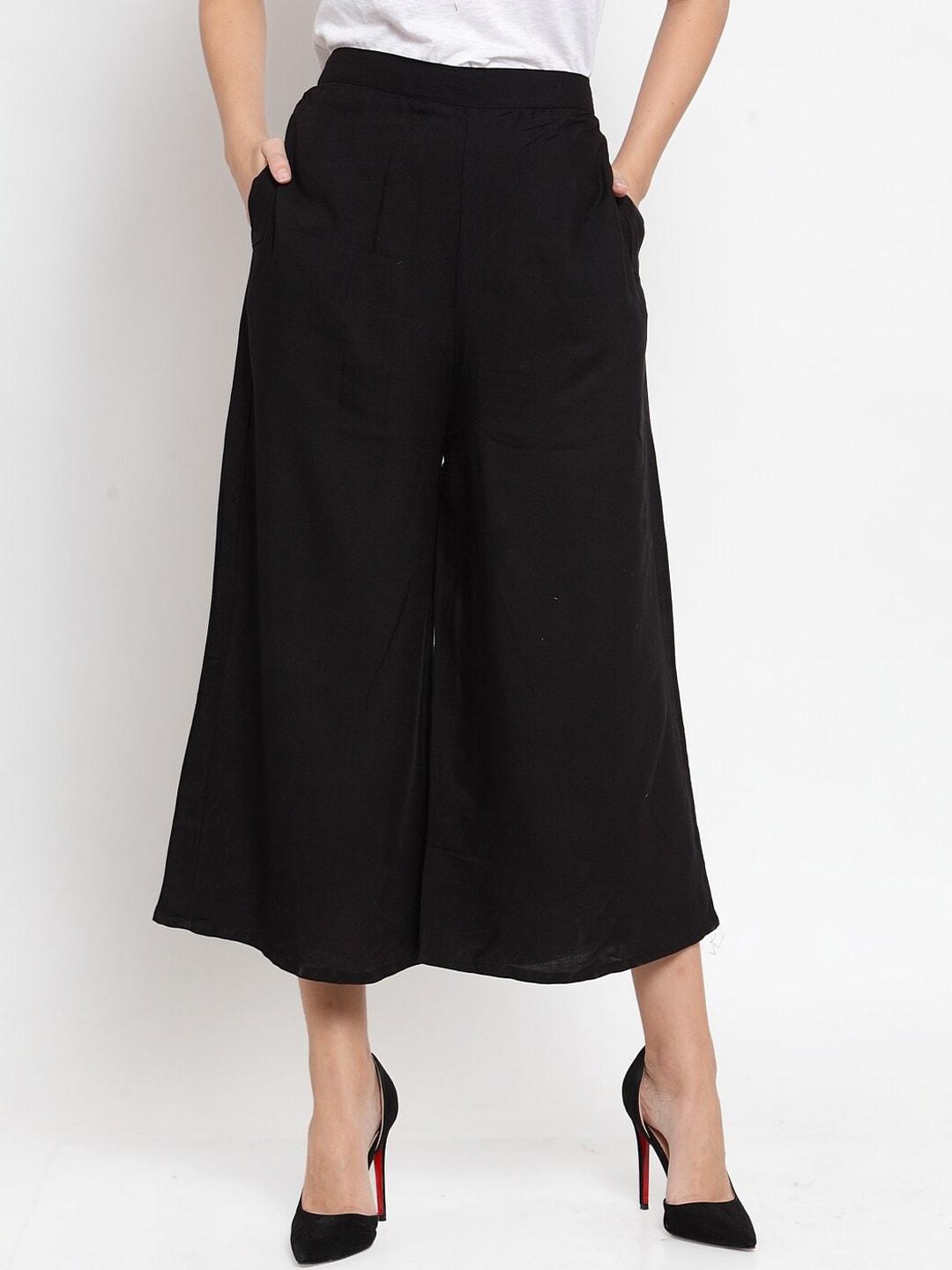 Clora Creation Women Black Easy Wash Culottes Trousers