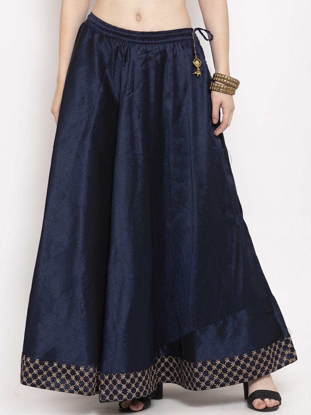 clora-creation-women-navy-blue-solid-flared-maxi-skirt