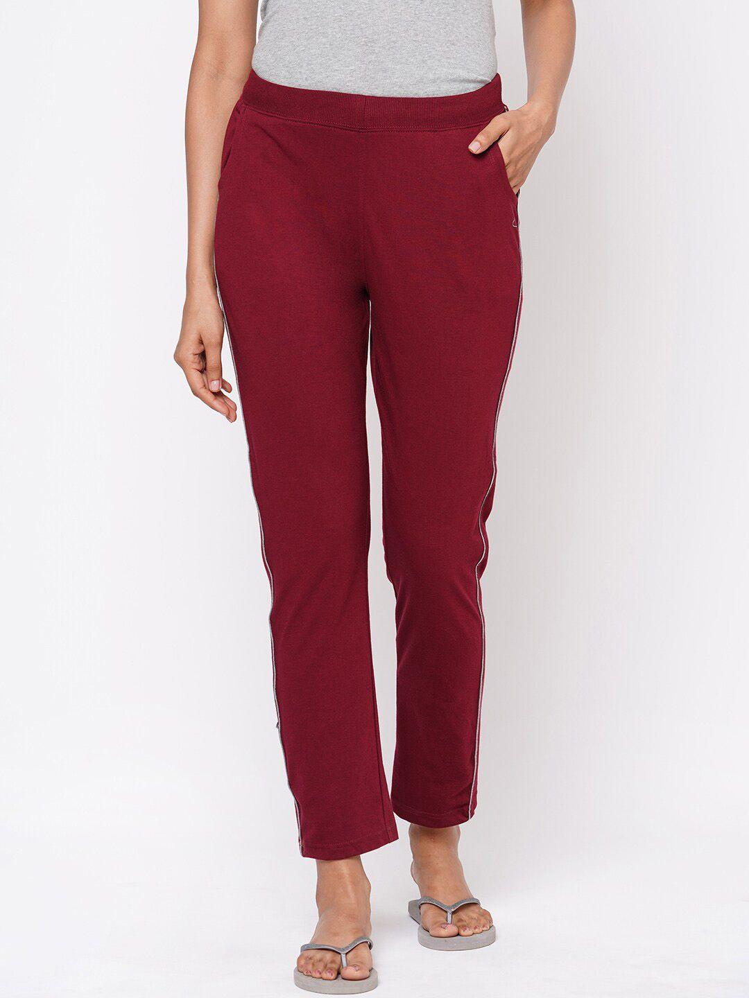 Sweet Dreams Women Red Solid Cotton Lounge Pants