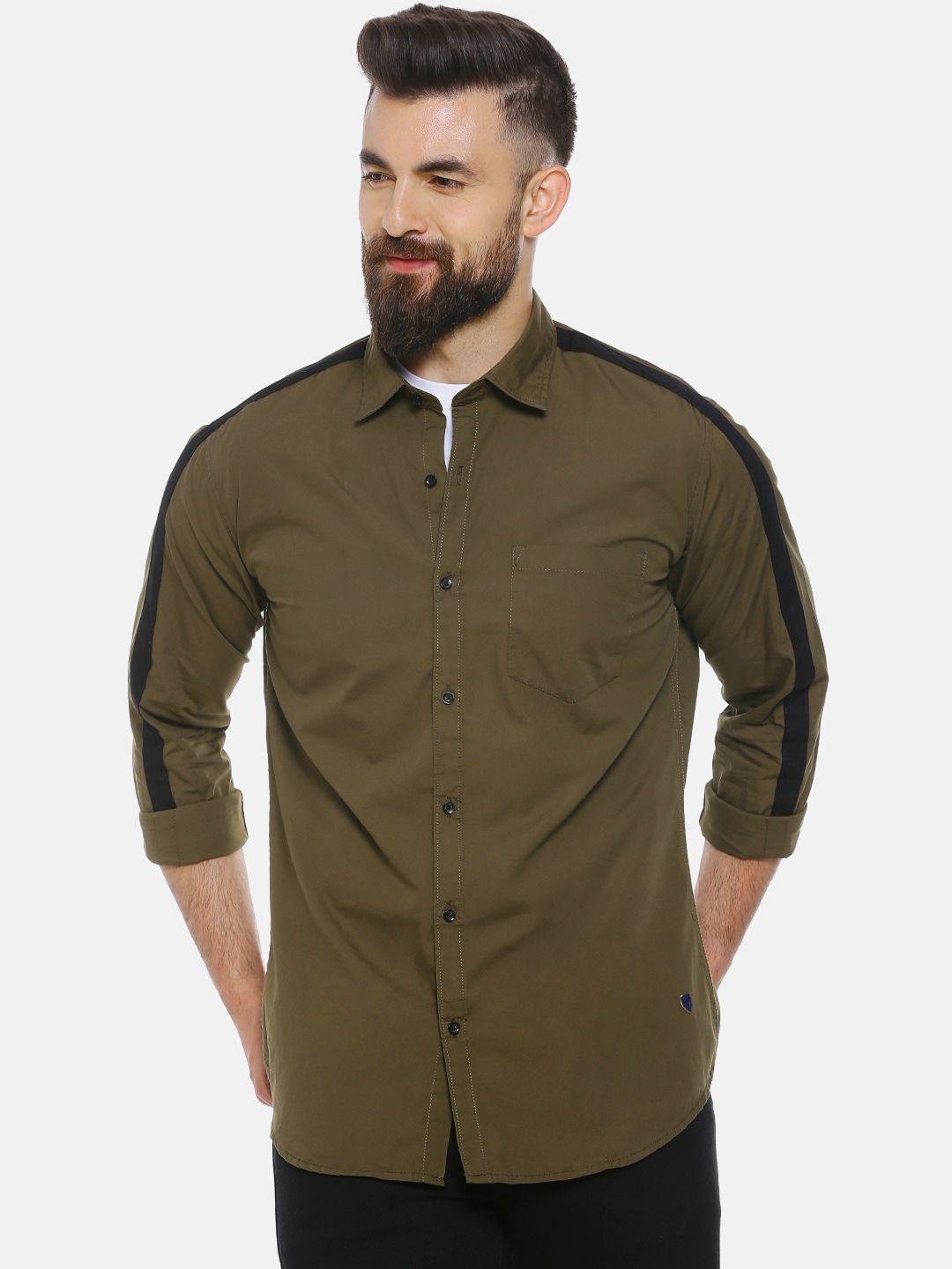 campus-sutra-men-olive-green-casual-shirt