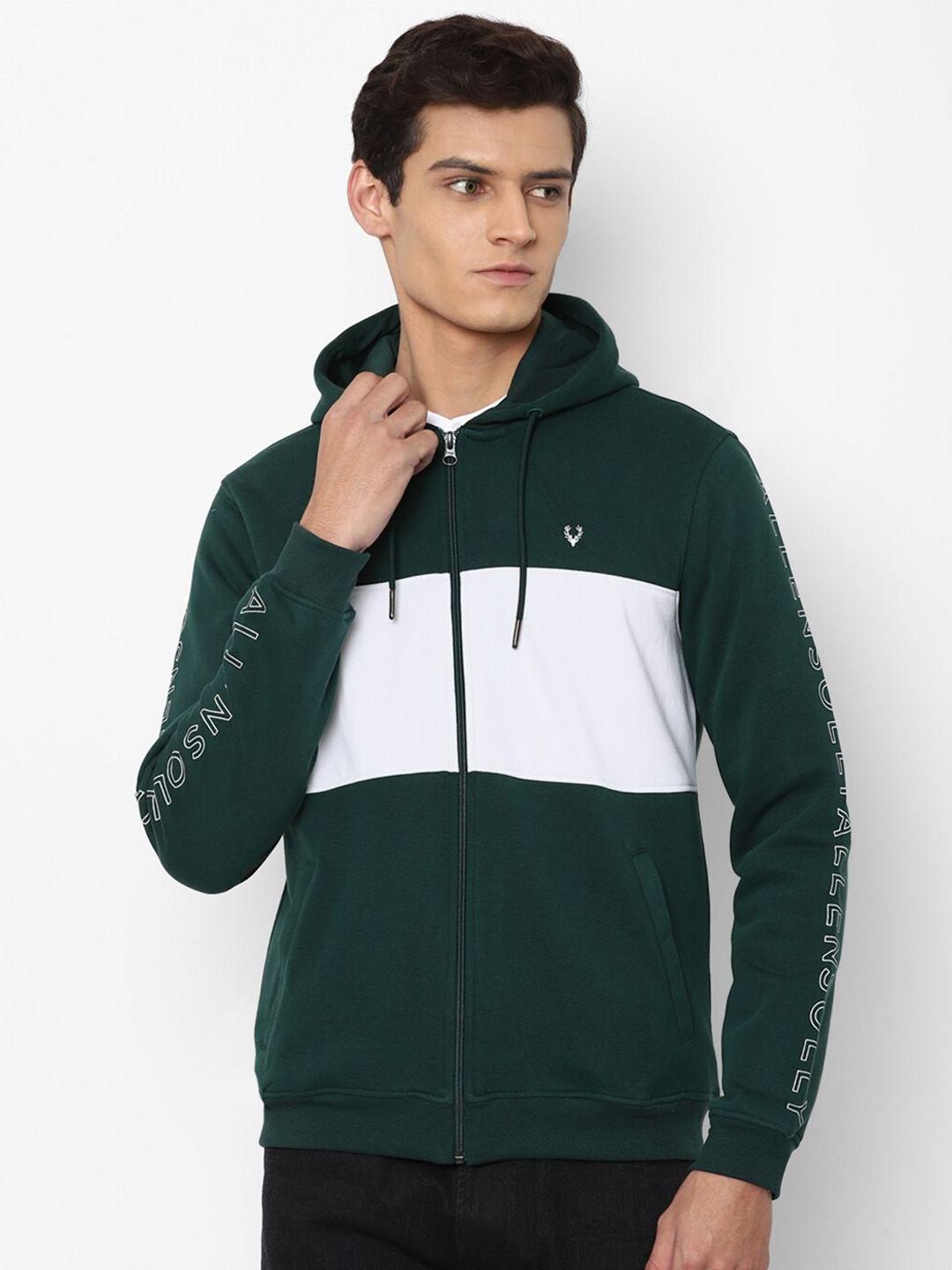 allen-solly-men-green-&-white-colourblocked-hooded-sweatshirt