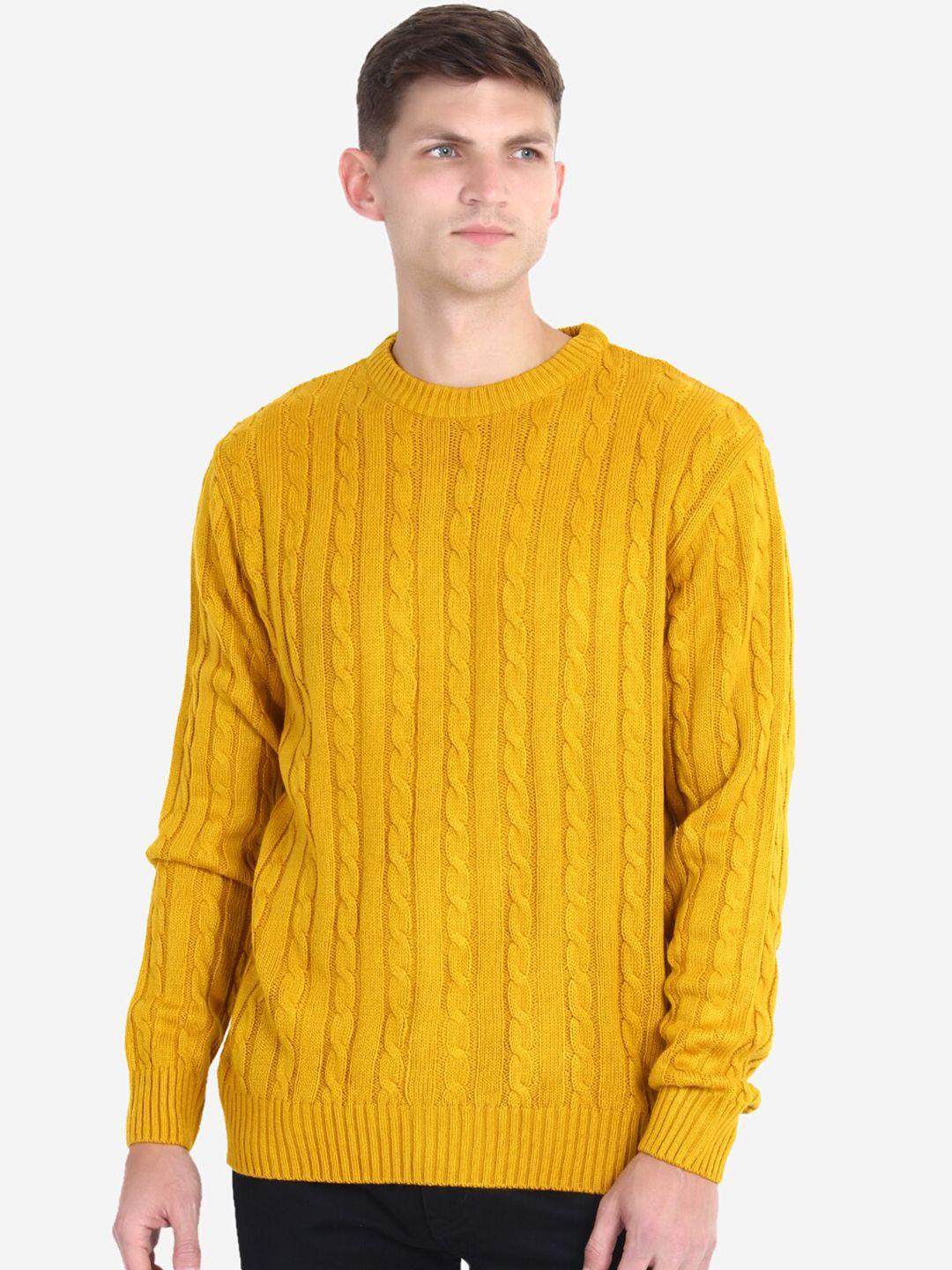 joe-hazel-men-yellow-cable-knit-acrylic-pullover