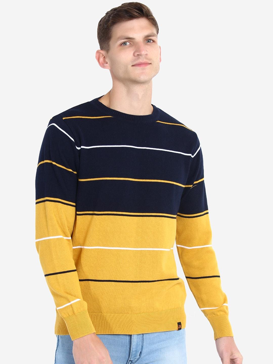 joe-hazel-men-yellow-&-navy-blue-striped-pullover