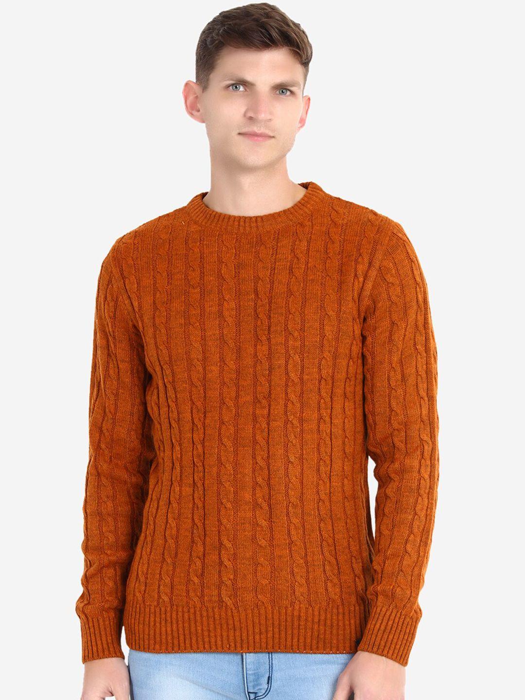 joe-hazel-men-orange-cable-knit-pullover
