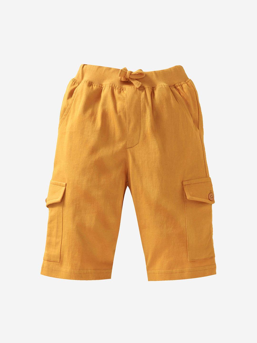KiddoPanti Boys Mustard Solid Shorts