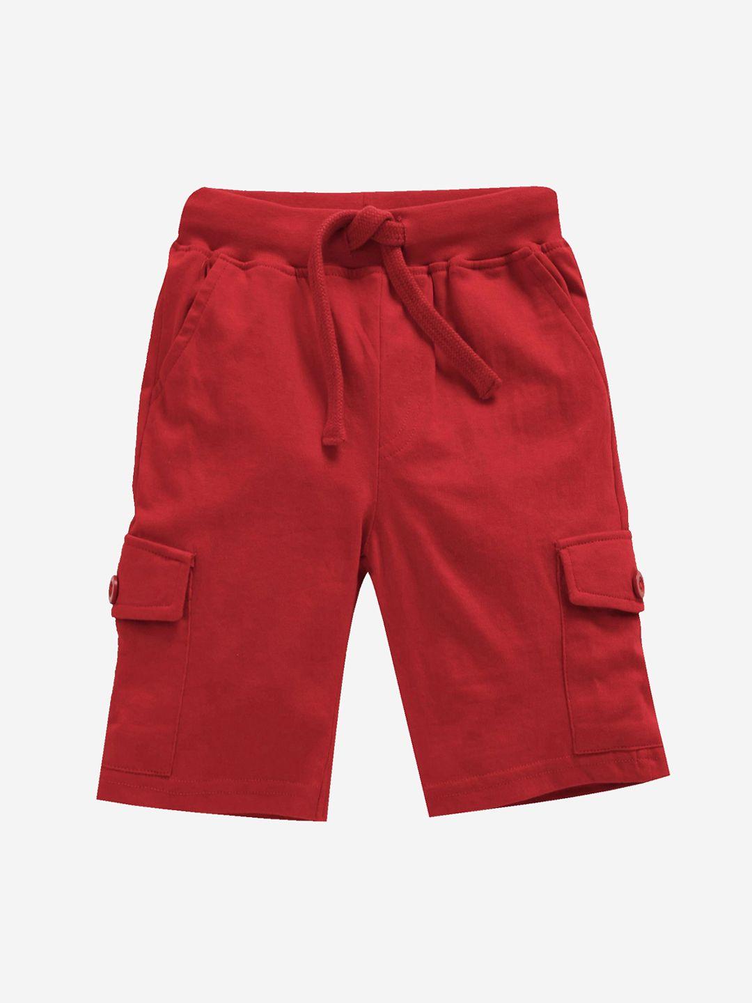 KiddoPanti Boys Red Pure Cotton Cargo Shorts